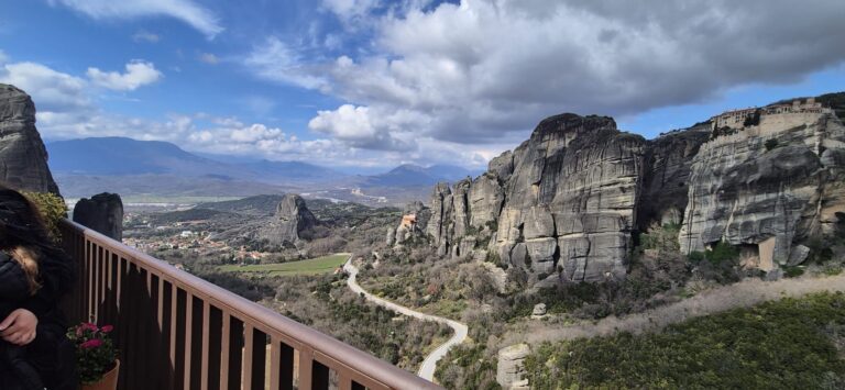 Meteora rock formations above Kastraki village Greece