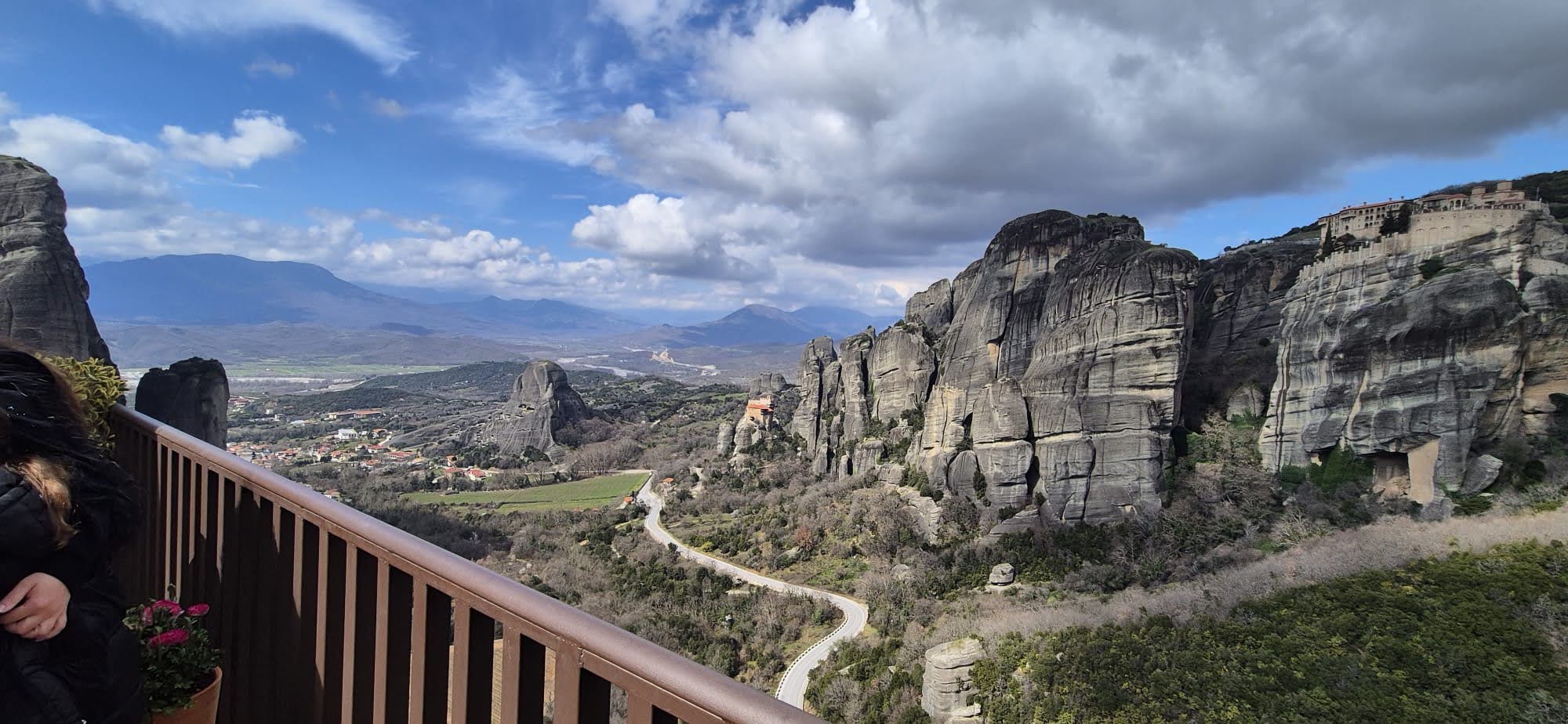 Meteora rock formations above Kastraki village Greece
