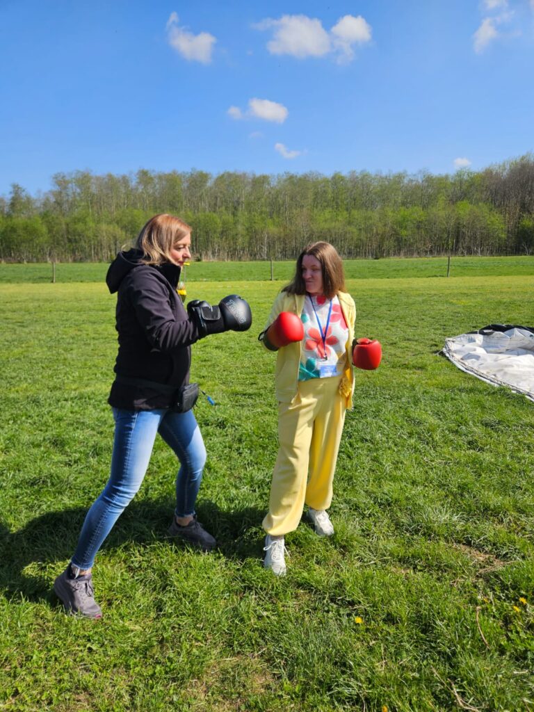 Participants taking part in outdoor team-building activities during the exchange program