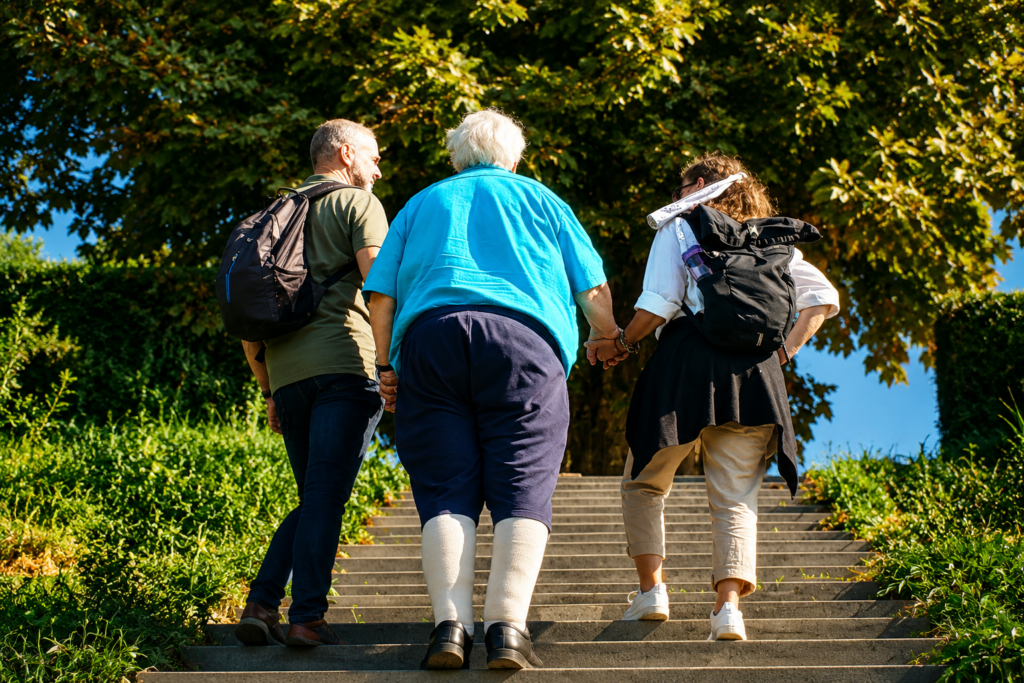 People walking together towards a shared future, reflecting the values of solidarity, partnership and sustainable development that have shaped KroNland's work over the past five years.