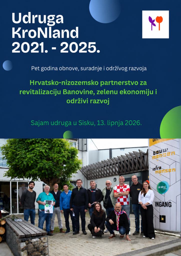 Cover of the KroNland Association 2021–2025 booklet highlighting five years of recovery, cooperation and sustainable development in Banovina.
