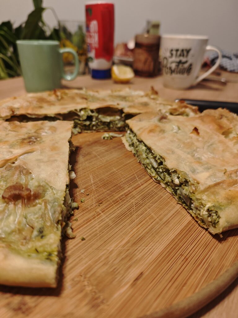 Homemade vegetable pie prepared with vegetables grown in our raised garden beds